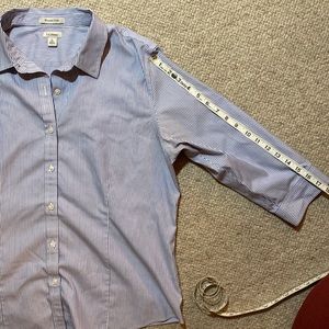 LL Bean Blue White Striped Button Shirt